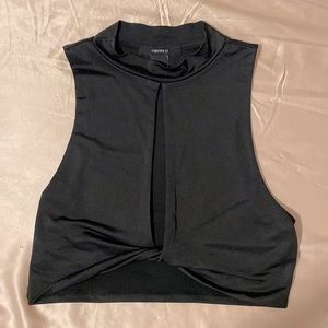 Small Stretchy Spandex Black cropped tank top